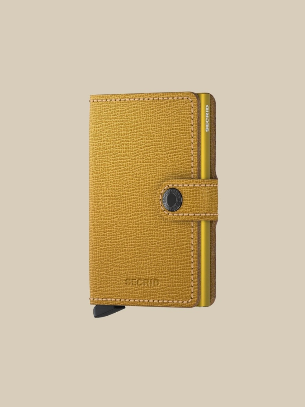 Secrid Miniwallet RFID Leather Pop-Up Card Holder Wallet Ochre Yellow EUC
